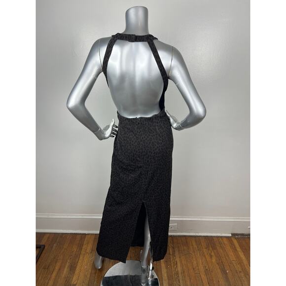 Vintage 90s Susan Roselli Vijack Leopard Sparkly Maxi Dress Gown Halter Prom 14 - Picture 6 of 13